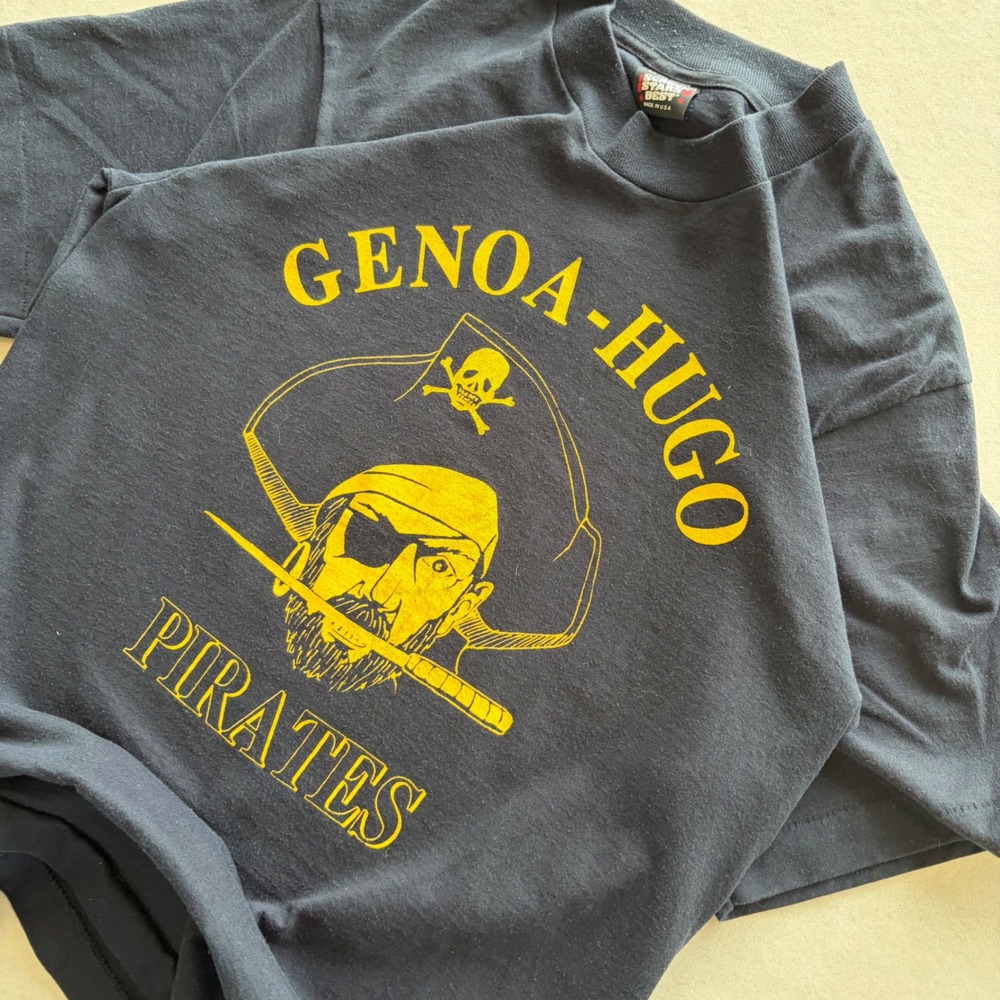 Vintage 80s Super Rare Single Stitch Best Genoa-Hugo Pirates T-shirt